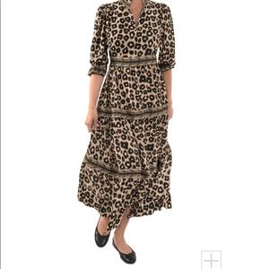 NWT Gretchen Scott Leopard Print Teardrop Midi/Maxi Dress Sz XS